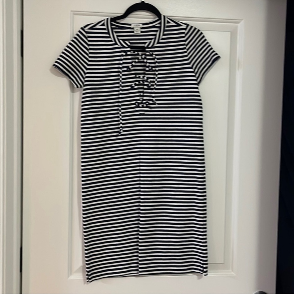 J. Crew Blue & White Striped Dress - Size XXS NWOT